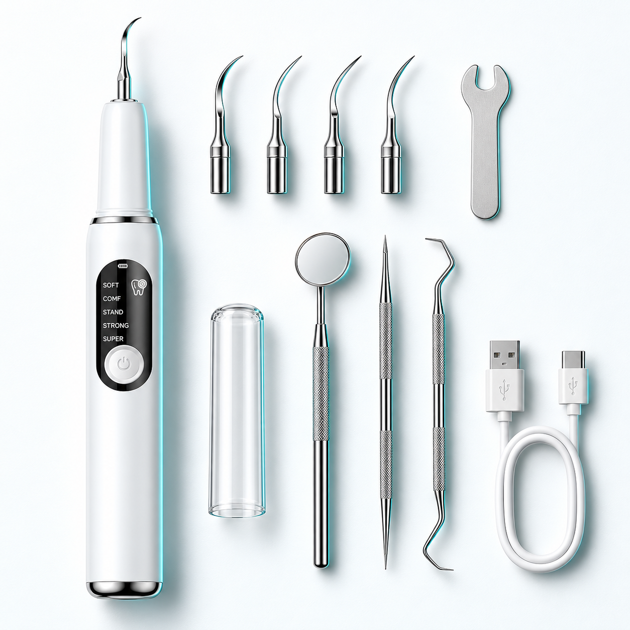 Complete electric oral cleaning kit and accessories