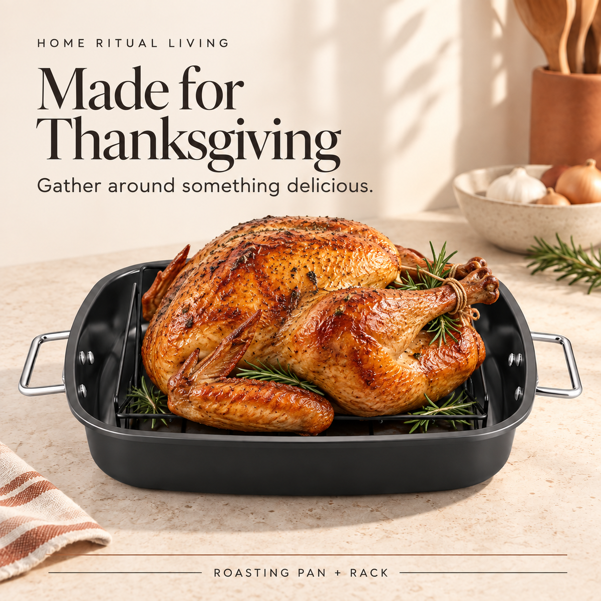 Black Roasting Pan with Rack
